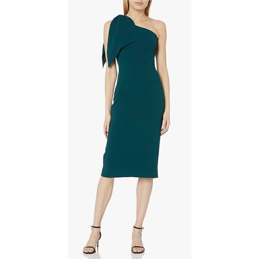 Dress the Population Women's Tiffany One Shoulder Bow Detail Midi